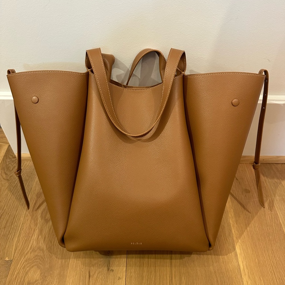 Polene Las Cabas tote bag, discontinued style in camel leather